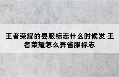 王者荣耀的县服标志什么时候发 王者荣耀怎么弄省服标志